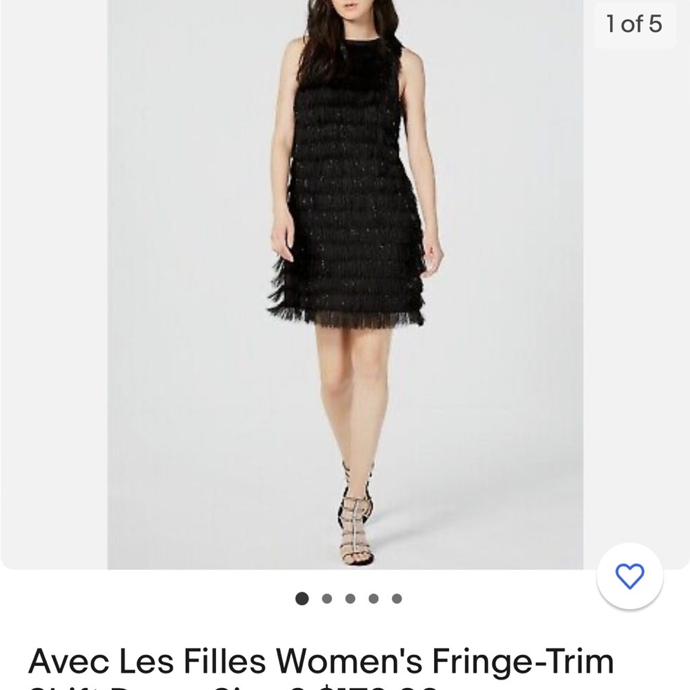 Avec‎ Les Fillies Black Fringe Trim Shift Dress. Size 14